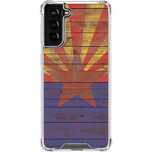 Arizona Flag Dark Wood Galaxy S21 FE Clear Case